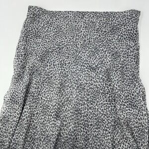 Charter Club Gray Leopard Print Silk Chiffon Midi Skirt Lined Size 8 Ruffle‎ Hem